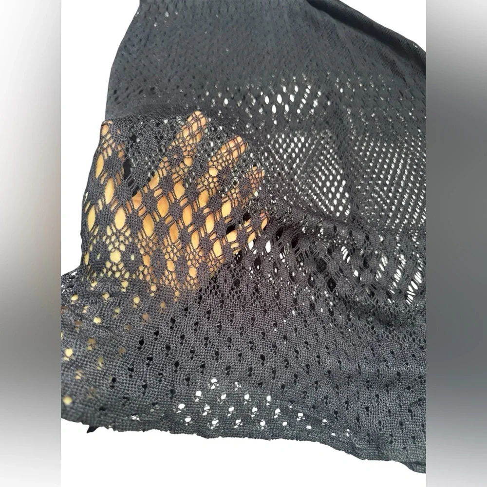 Vintage Mica Crochet Maxi Dress Black Sheer Knit Boho Festival Witchy Size 6 - Picture 4 of 10